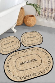 Mijölnir Juego de alfombrillas de baño de 3 piezas - Beige